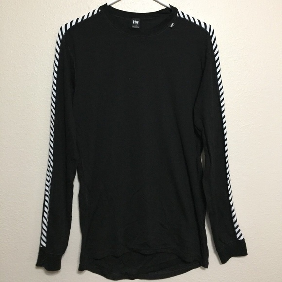 Helly Hansen Tops - Womens L Helly Hansen Striped Arms Black White L/S